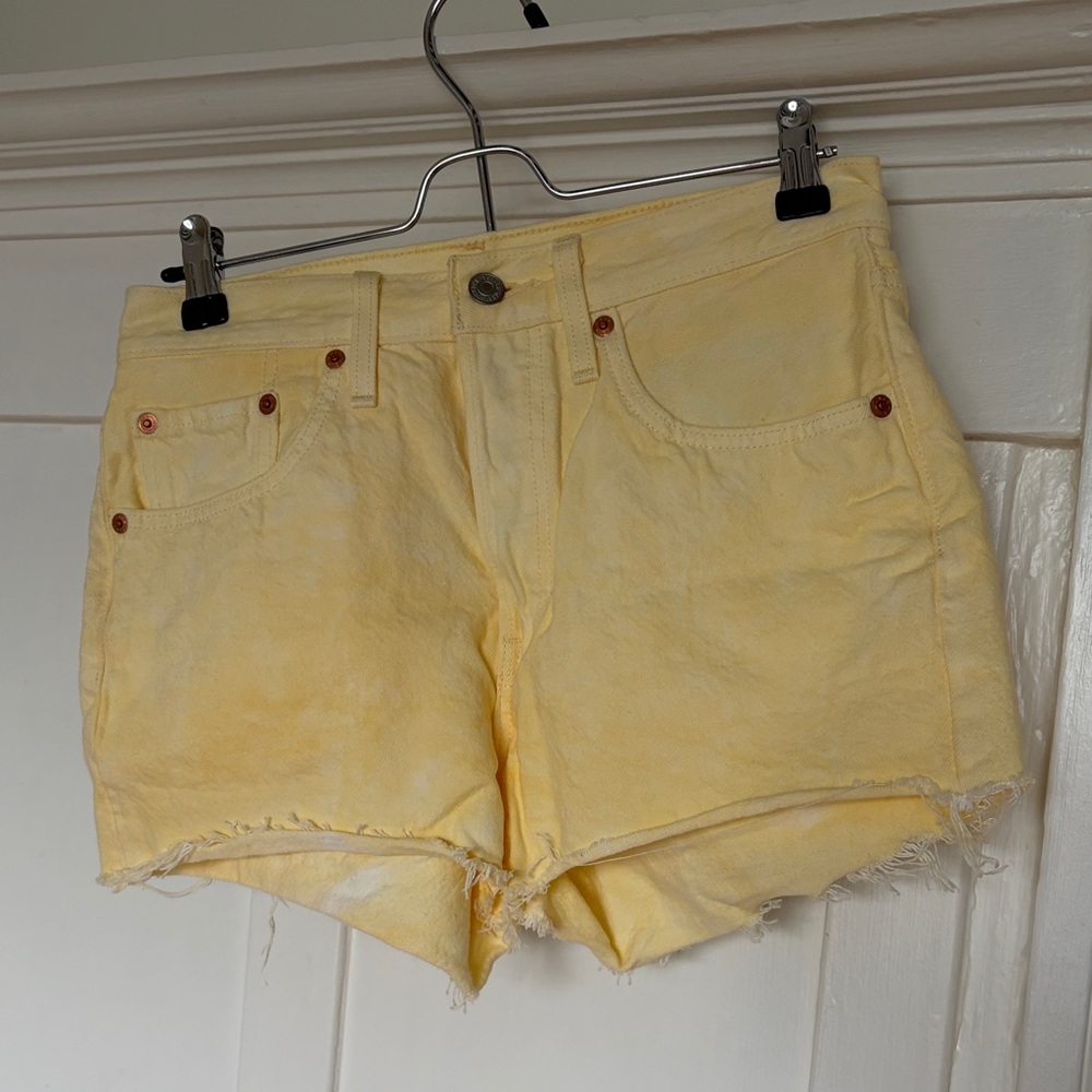 Levi's Yellow High-Rise Denim Cutoff Shorts